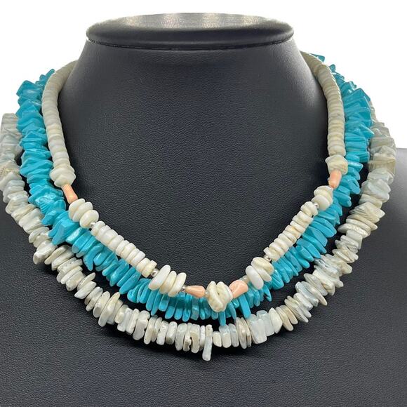 Shell Chip Necklace Cali Hawaii Retro Chic Beach Baby Tropical Goddess 3 in Set - Picture 1 of 16